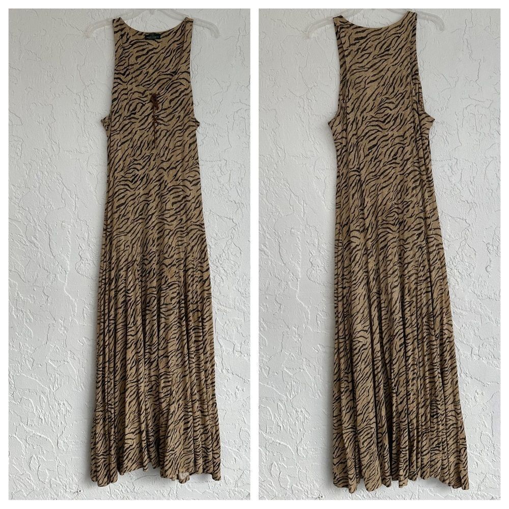 Lauren Ralph Lauren Tan and Black Zebra-Print Maxi Dress